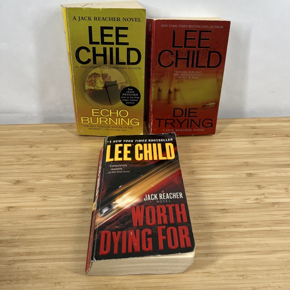 Lee Child Jack Reacher PB Book Lot 3 Die Trying Echo Burning Worth Dying For